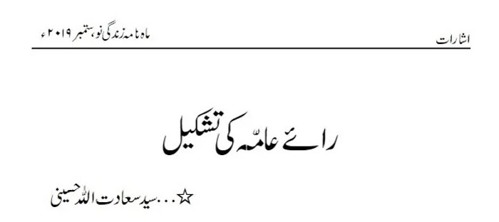 رائے عامہ کی تشکیل